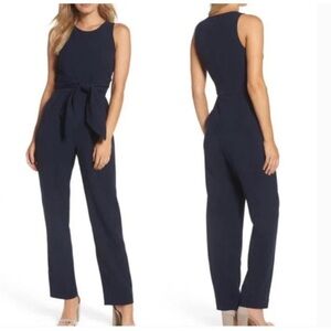 Eliza J Elegant Navy Blue Sleeveless Jumpsuit